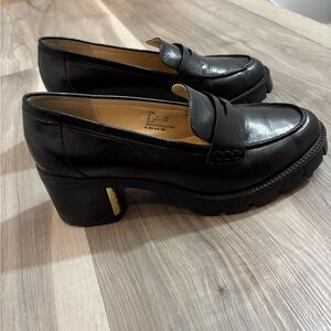 Coach Black Chunky Heel Loafers
